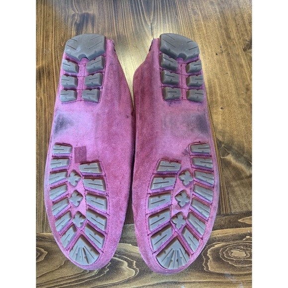 Coach Red 9.5 B Amber Suede Leather Loafer Driving Boat Moccasin Shoes Slip On - Picture 10 of 11